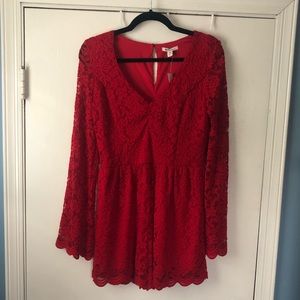 Red lace romper